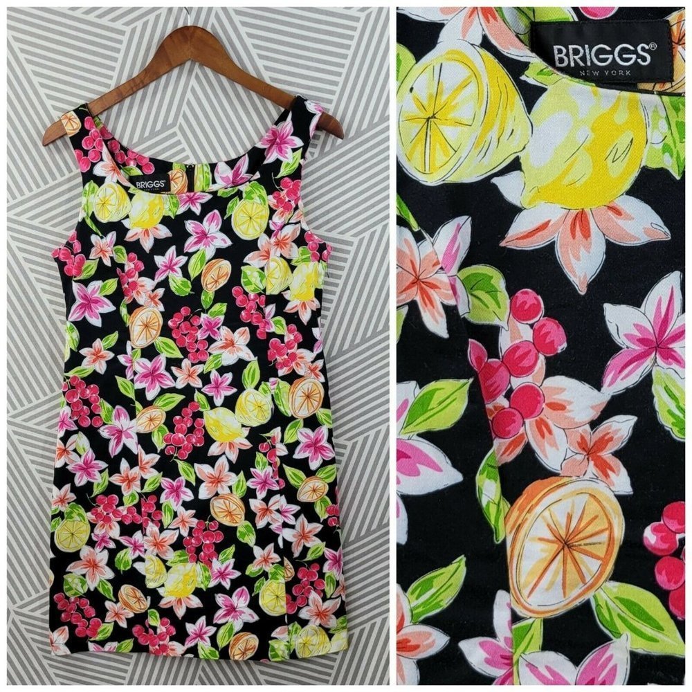 Sheath Dress size 10 Floral Lemon Stretch Career